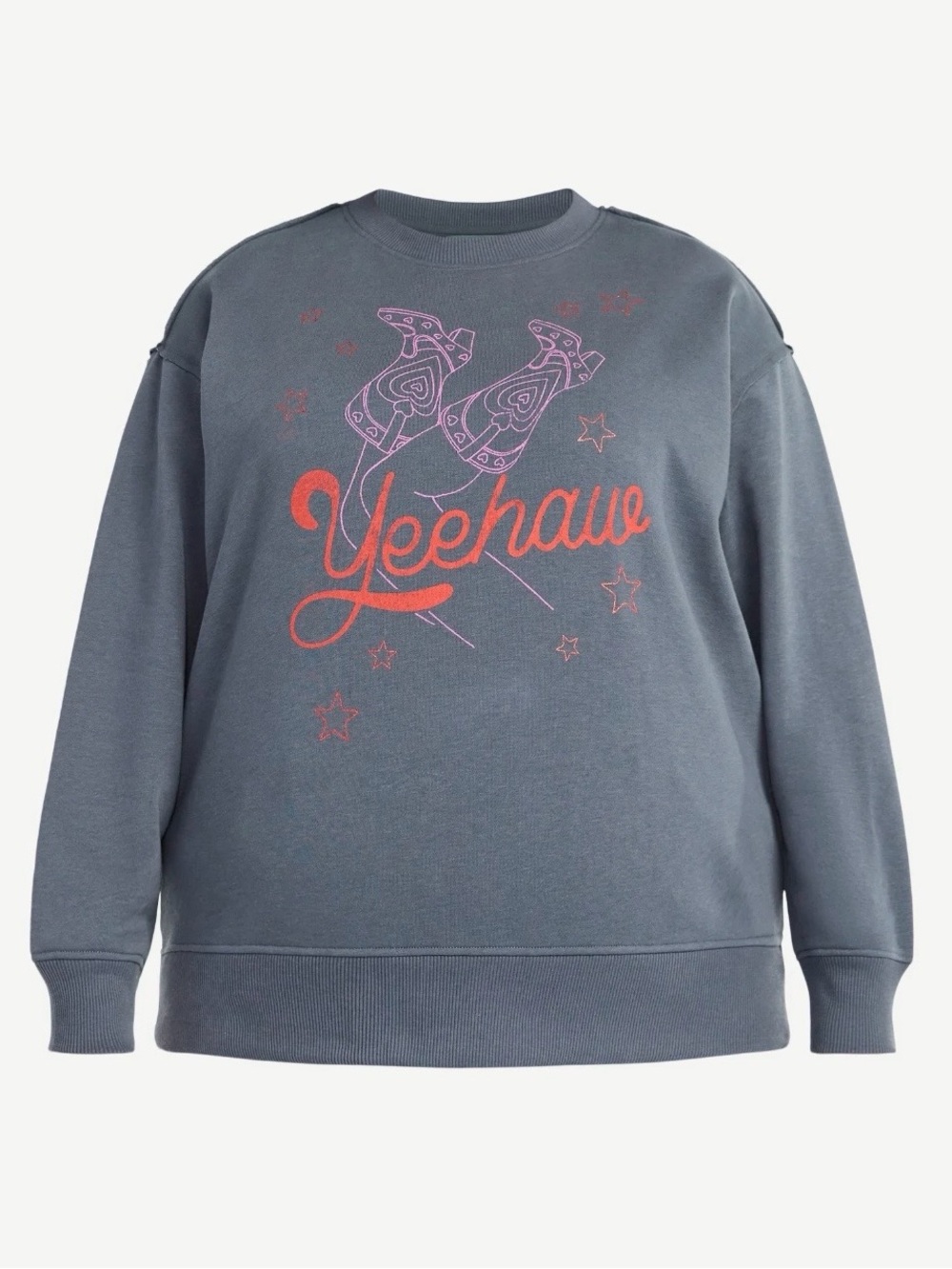Terra & Sky Yeehaw Graphic Crewneck Sweatshirt in Charcoal Cinder